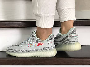 Модні жіночі кросівки Adidas x Yeezy Boost,сірі з м'ятним, фото 3
