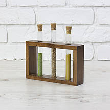 Дерев'яна підставка на 3 пробірки для спецій канцелярії кольорів, фото 3