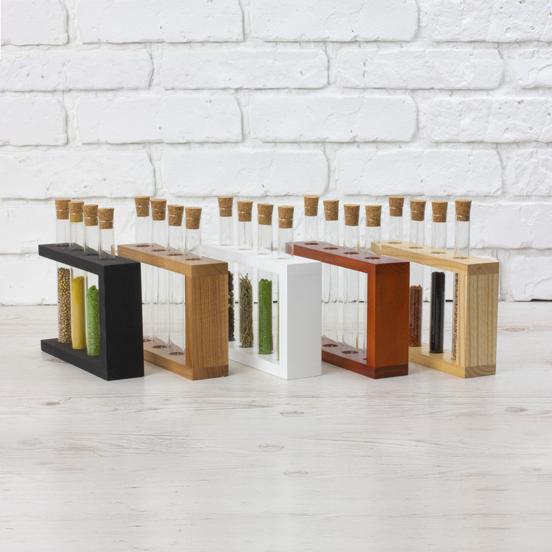 Підставка з дерева на 4 пробірки для спецій канцелярії квітів