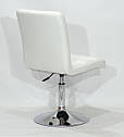 Стілець Augusto CH-Base екокожа білий хромованою круглої базі з регулюванням висоти, фото 3