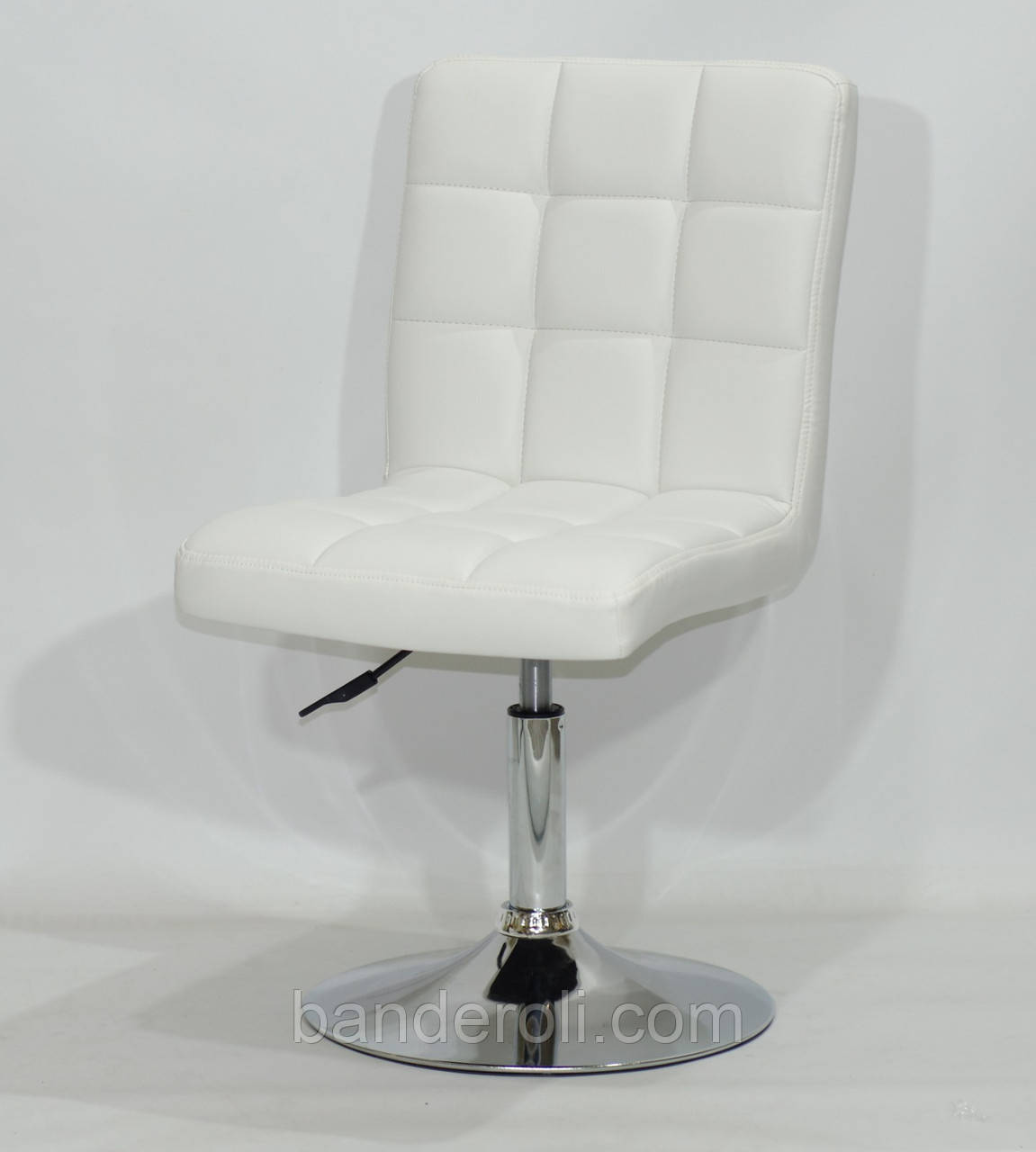 Стілець Augusto CH-Base екокожа білий хромованою круглої базі з регулюванням висоти, фото 1