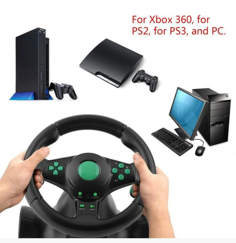 Джойстик кермо ігрове 3 В 1 Vibration Steering Wheel PS2/PS3/PC USB з вібровідданням