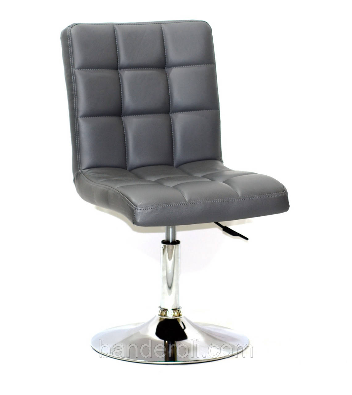 Стілець Augusto CH-Base екокожа сірий 1001 хромованою круглої базі з регулюванням висоти, фото 1