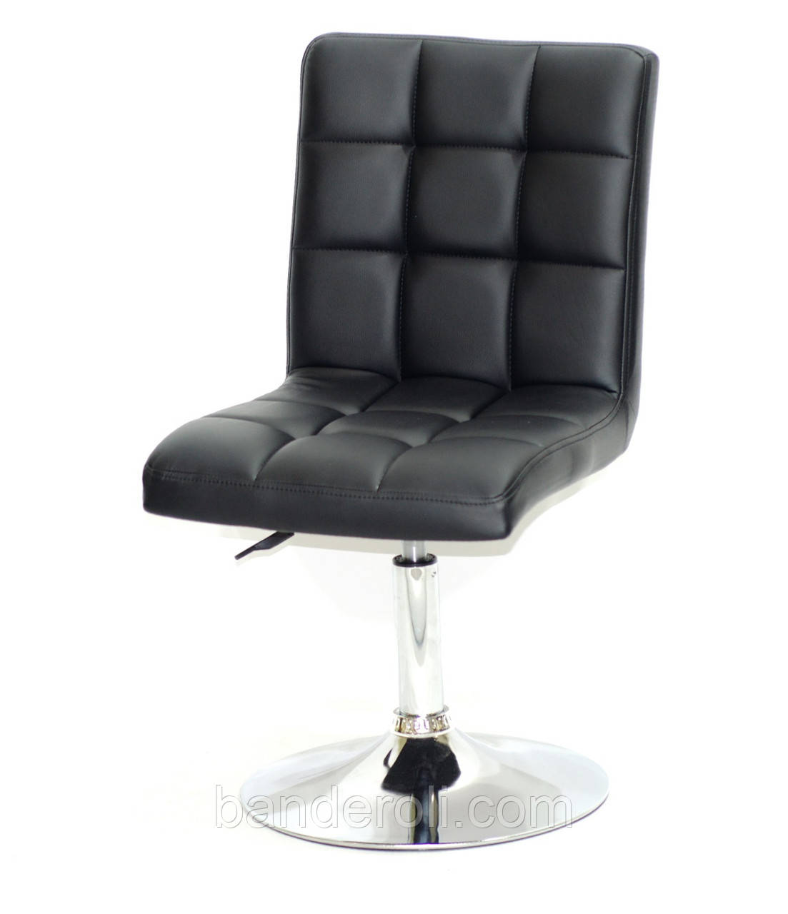 Стілець Augusto CH-Base екокожа чорний хромованою круглої базі з регулюванням висоти, фото 1