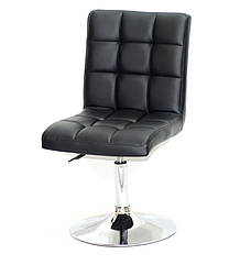 Стілець Augusto CH-Base екокожа чорний хромованою круглої базі з регулюванням висоти