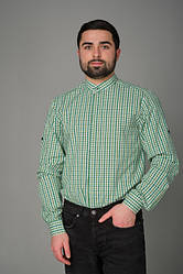 Чоловіча сорочка для офіціанта та бармена в клітку зеленого кольору