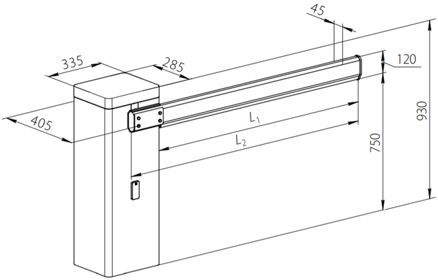 Габаритні розміри шлагбаума