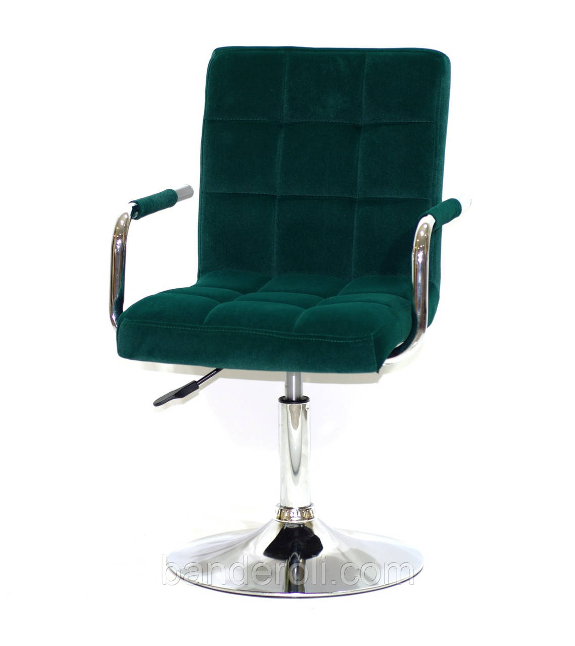 Крісло Augusto ARM CH-Base велюр зелений-1003, хромованою опорі-блін, з регулюванням висоти, фото 1