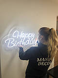 Напис неоном Happy Birthday на акриловій основі (холодний неон), фото 4
