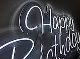 Напис неоном Happy Birthday на акриловій основі (холодний неон), фото 2