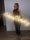 Неоновий напис Happy Birthday в 1 рядок на акриловій підоснові, фото 3