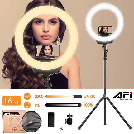 Комплект кільцевого LED світла AFI R116 зі стійкою, круглий видеосвет., фото 2