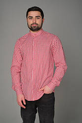 Чоловіча сорочка для офіціанта та бармена в клітку червоного кольору