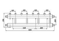 Коллектор стальной Termojet в кожухе с комплектом креплений выходы вверх К42В.125.(200)