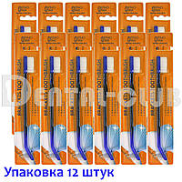 Зубна щітка ортодонтична V-подібна двостороння з йоржиком для брекетів 2in1 Ortho-Star (USA) синій колір, 12 зубних щіток в упаковці