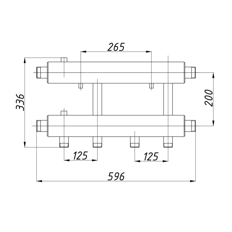 Колектор сталевий Termojet у кожусі з комплектом кріплень виходи вгору К22Н.125.(200)