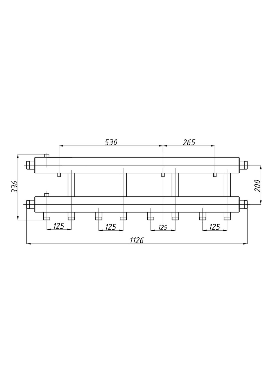 Колектор сталевий Termojet у кожусі з комплектом кріплень виходи вгору К42Н.125. (200)