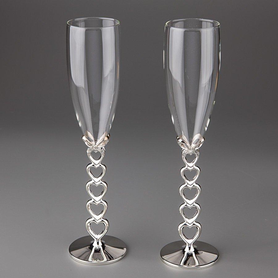 Свадебные бокалы на металлической ножке Veronese 2 шт 26 см 1009G - фото 1 - id-p1116792660