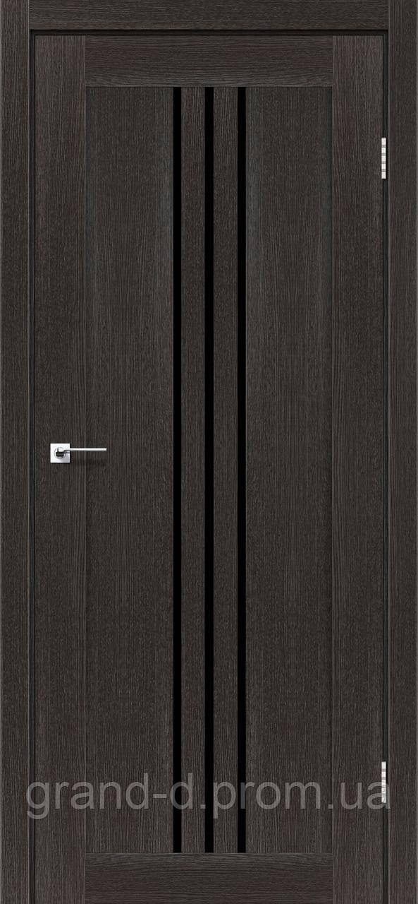 Міжкімнатні двері Leador Verona з чорним склом колір дуб сасонський