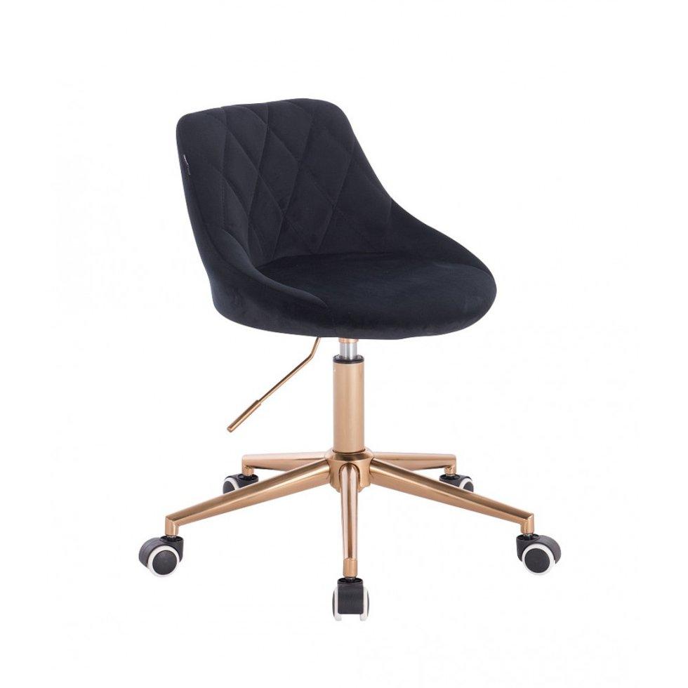 Перукарське крісло на пневматиці Hrove Form HR1054K чорний велюр хрестовина золото, фото 1