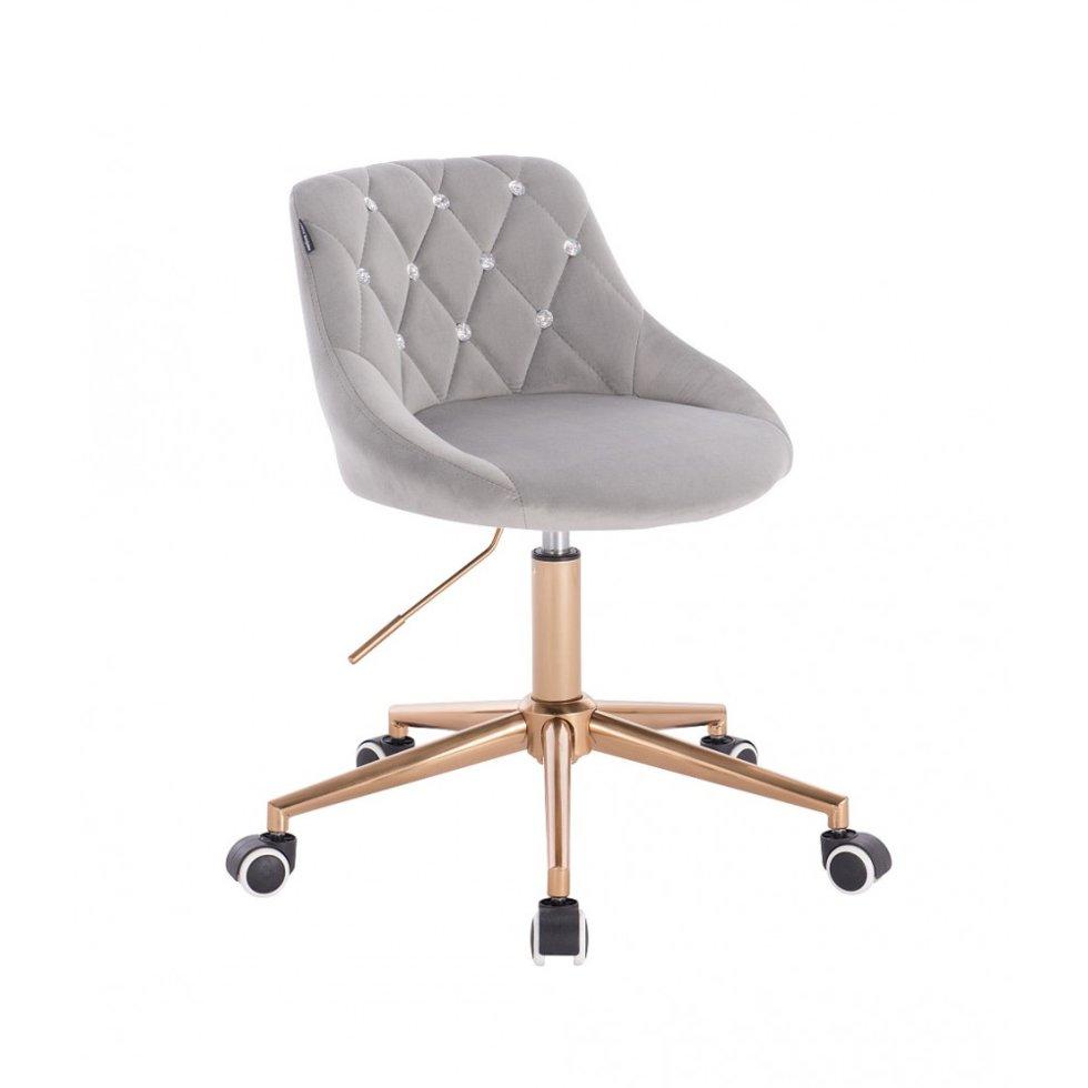 Перукарське крісло на пневматиці Hrove Form HR1054CK Сталевий велюр хрестовина золото