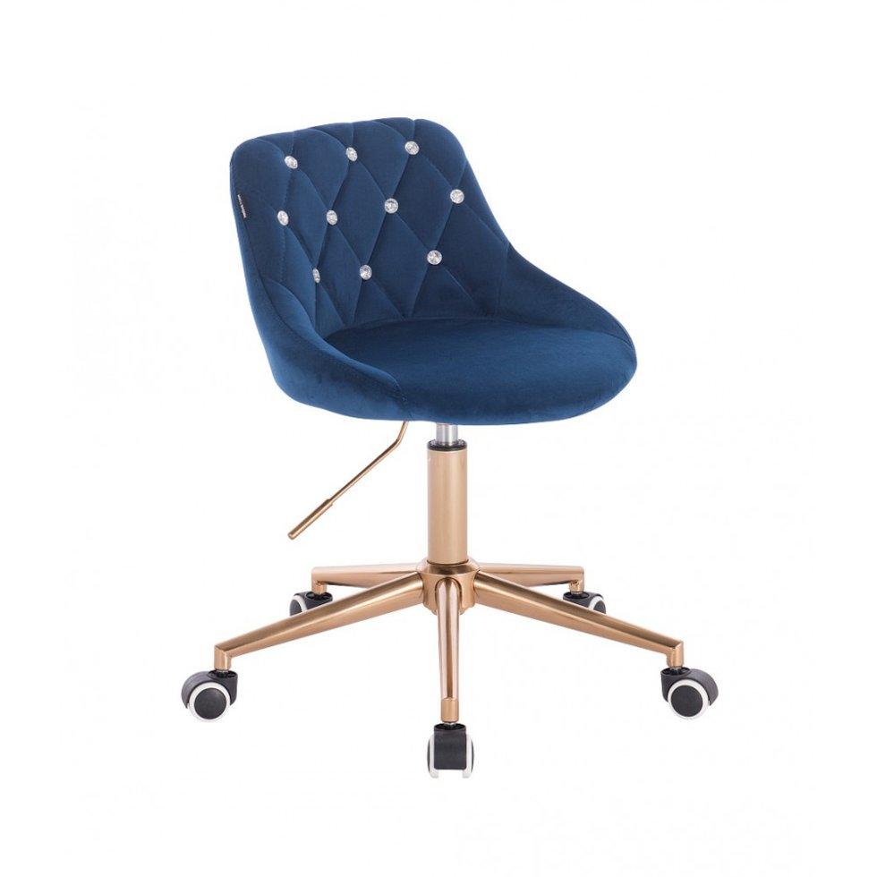 Перукарське крісло на пневматиці Hrove Form HR931K синій золота основа, фото 1