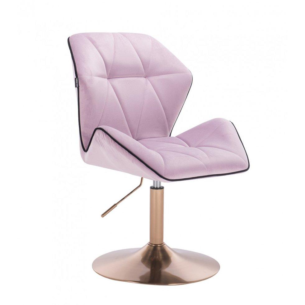 Перукарське крісло на пневматиці Hrove Form HR212 верес велюр золота основа