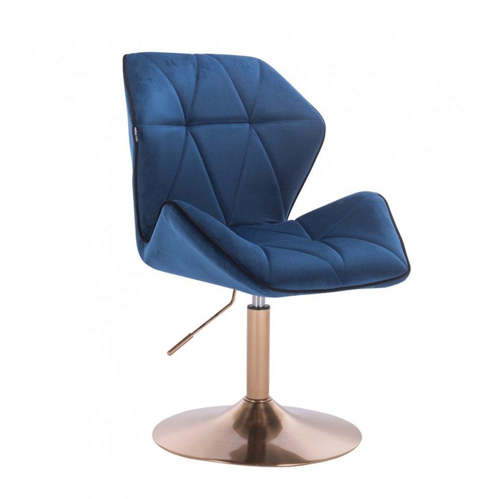 Перукарське крісло на пневматиці Hrove Form HR212 Синій велюр золота основа