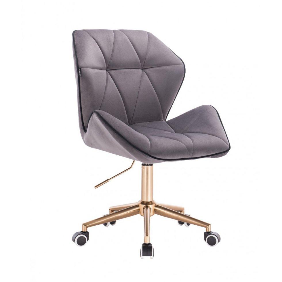 Перукарське крісло на пневматиці Hrove Form HR212 графітовий велюр основа золото, фото 1