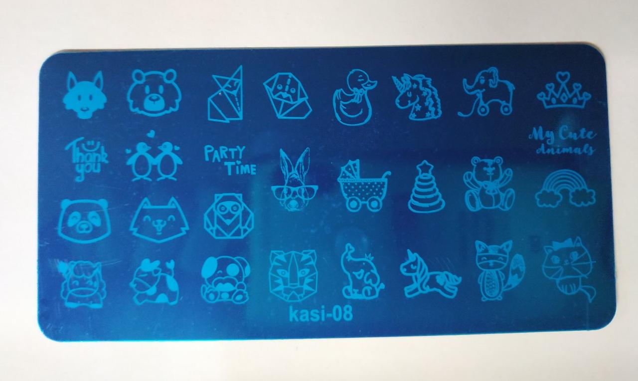 Пластина для стемпинга Геометрія Корона Мордочки звірів Дитячі іграшки арт.kasi-08, фото 1