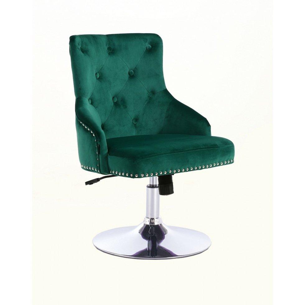 Перукарське крісло на пневматиці Hrove Form HR654N зелений велюр з гудзиками