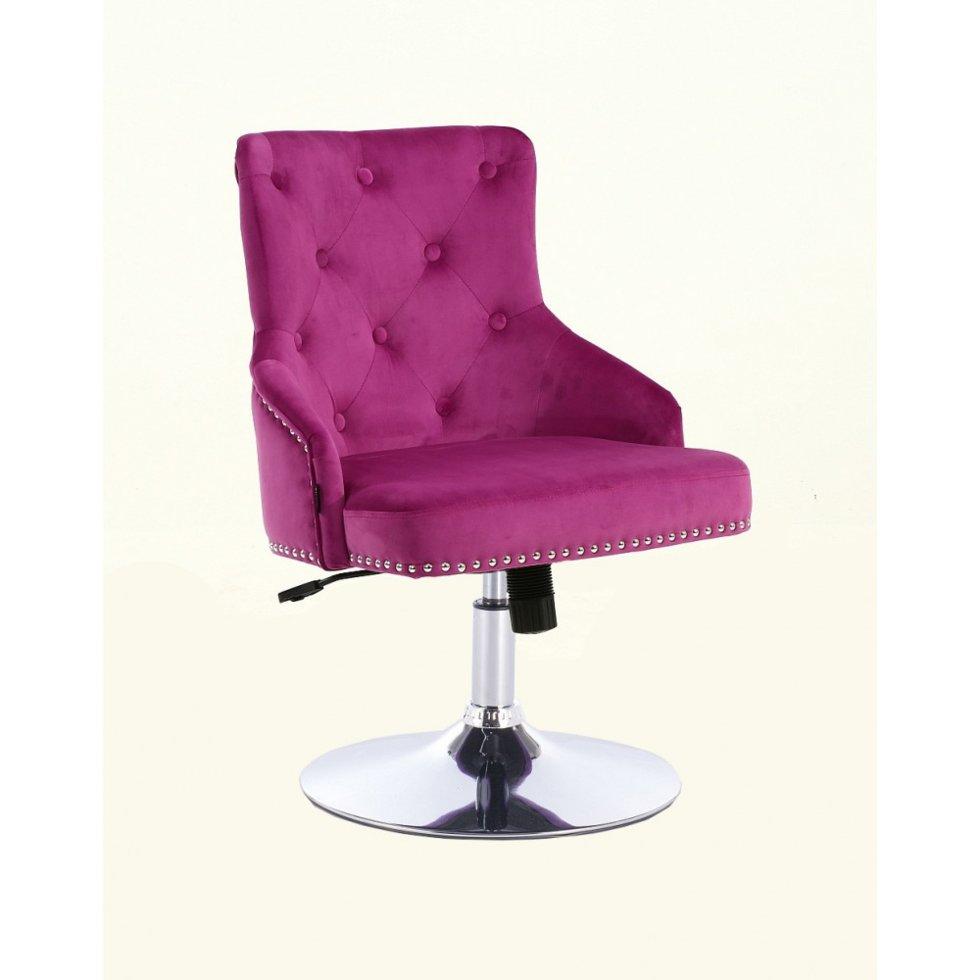 Перукарське крісло на пневматиці Hrove Form HR654N фуксія велюр з гудзиками