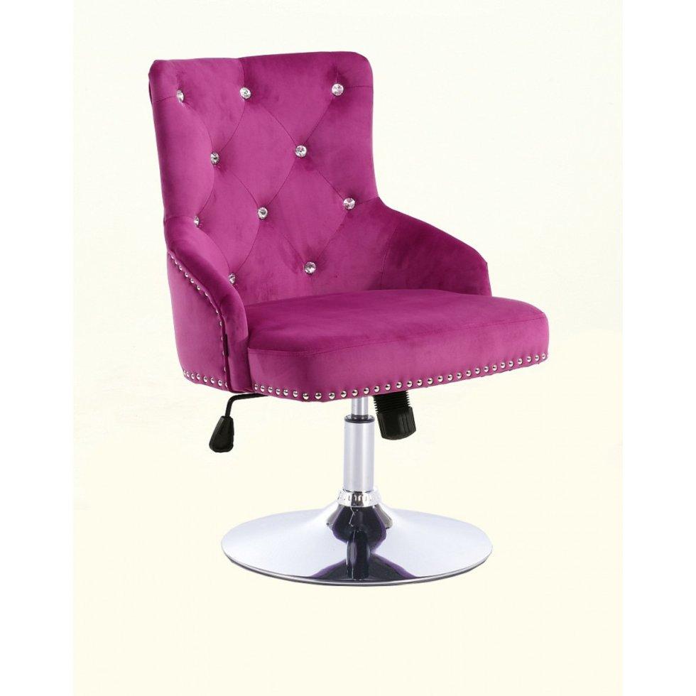 Перукарське крісло на пневматиці Hrove Form HR654N фуксія велюр зі стразами