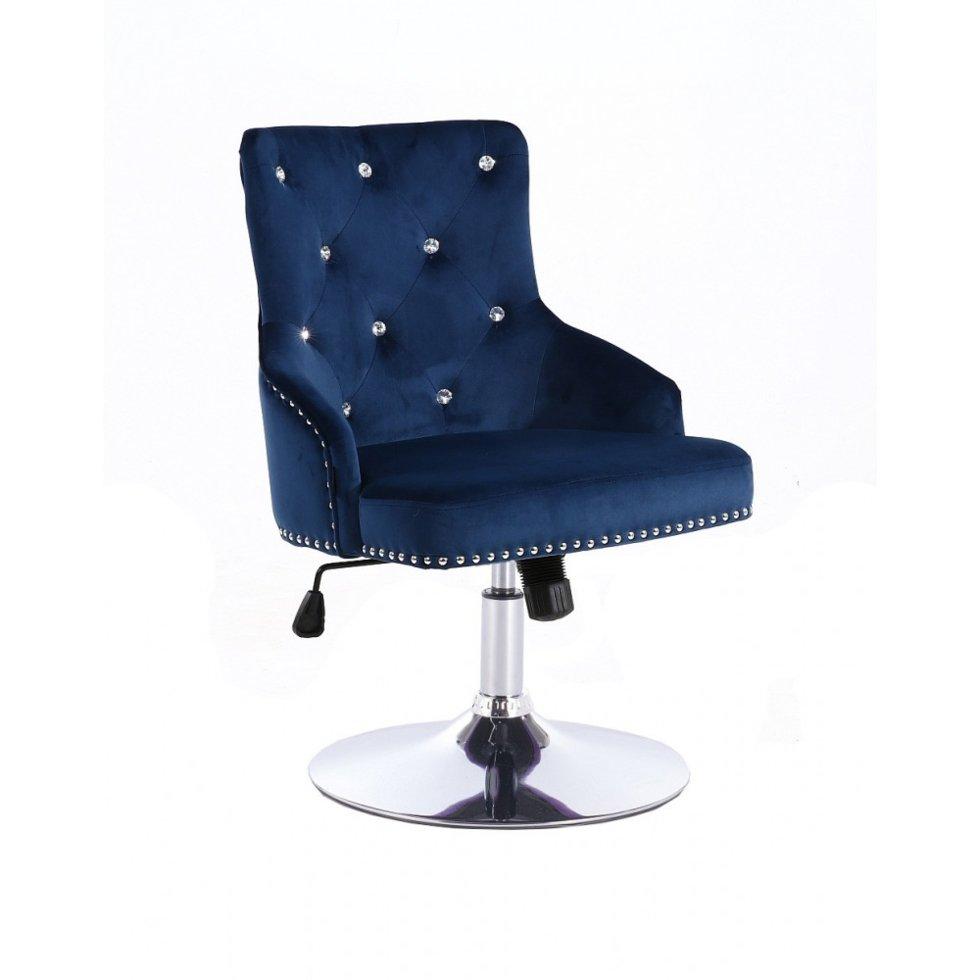 Перукарське крісло на пневматиці Hrove Form HR654N Синій велюр зі стразами