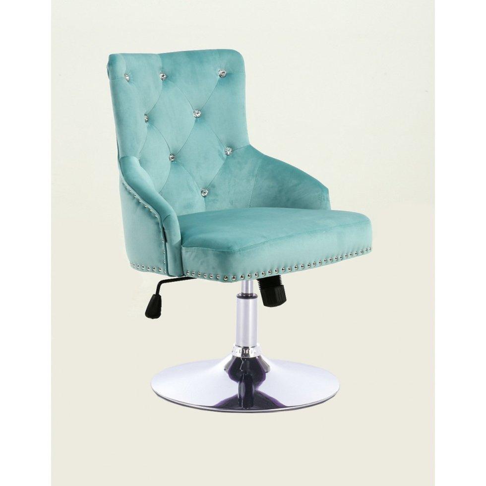 Перукарське крісло на пневматиці Hrove Form HR654N бірюза велюр зі стразами