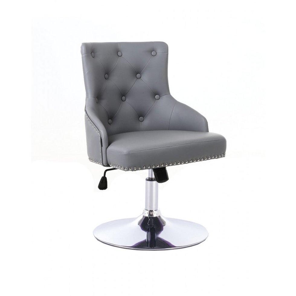 Перукарське крісло на пневматиці Hrove Form HR654N Сірий кожзам з гудзиками