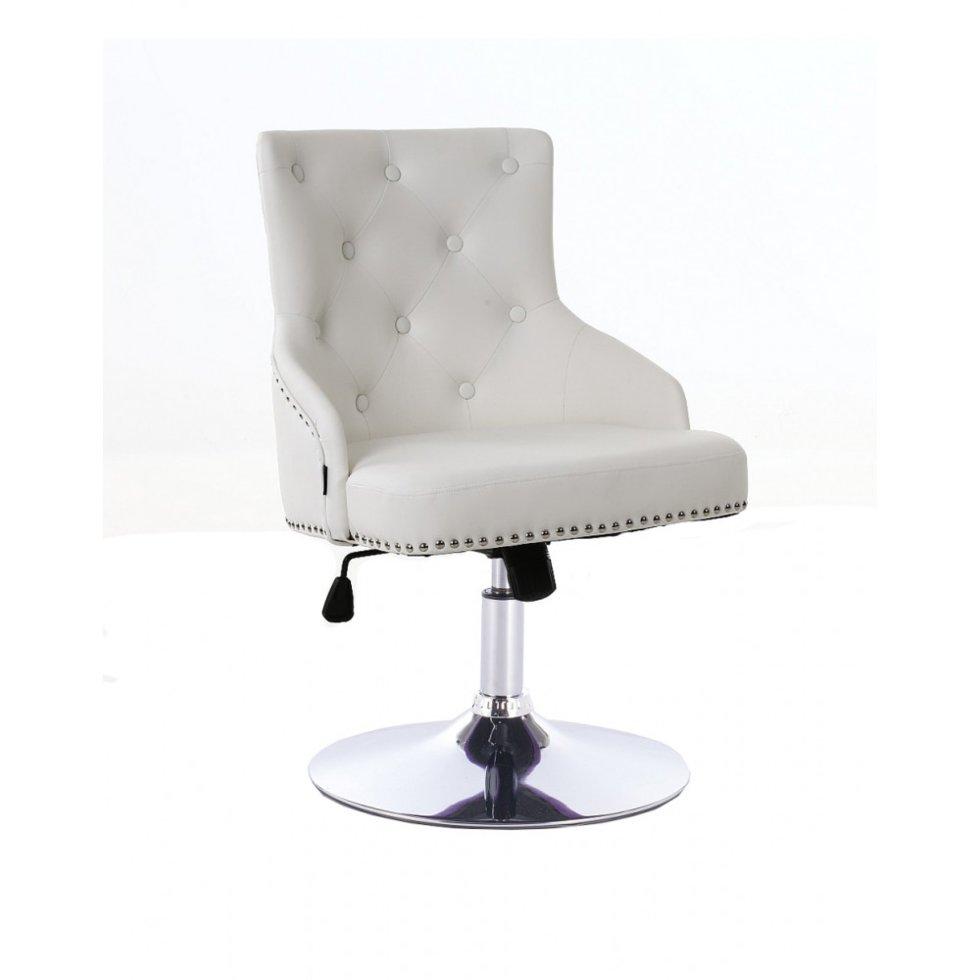 Перукарське крісло на пневматиці Hrove Form HR654N білий кожзам з гудзиками