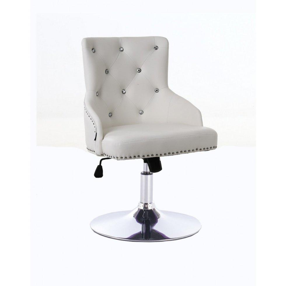 Перукарське крісло на пневматиці Hrove Form HR654CN білий кожзам зі стразами