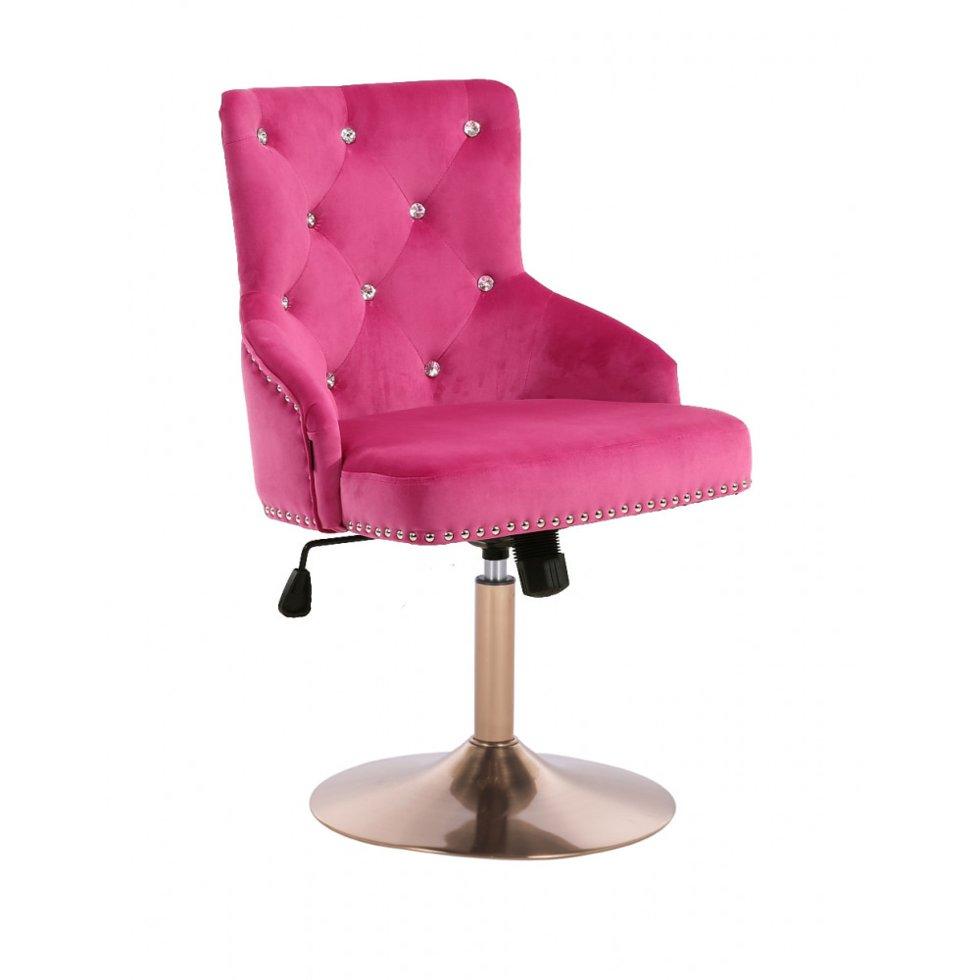 Перукарське крісло на пневматиці Hrove Form HR654CN малиновий велюр зі стразами основа золото