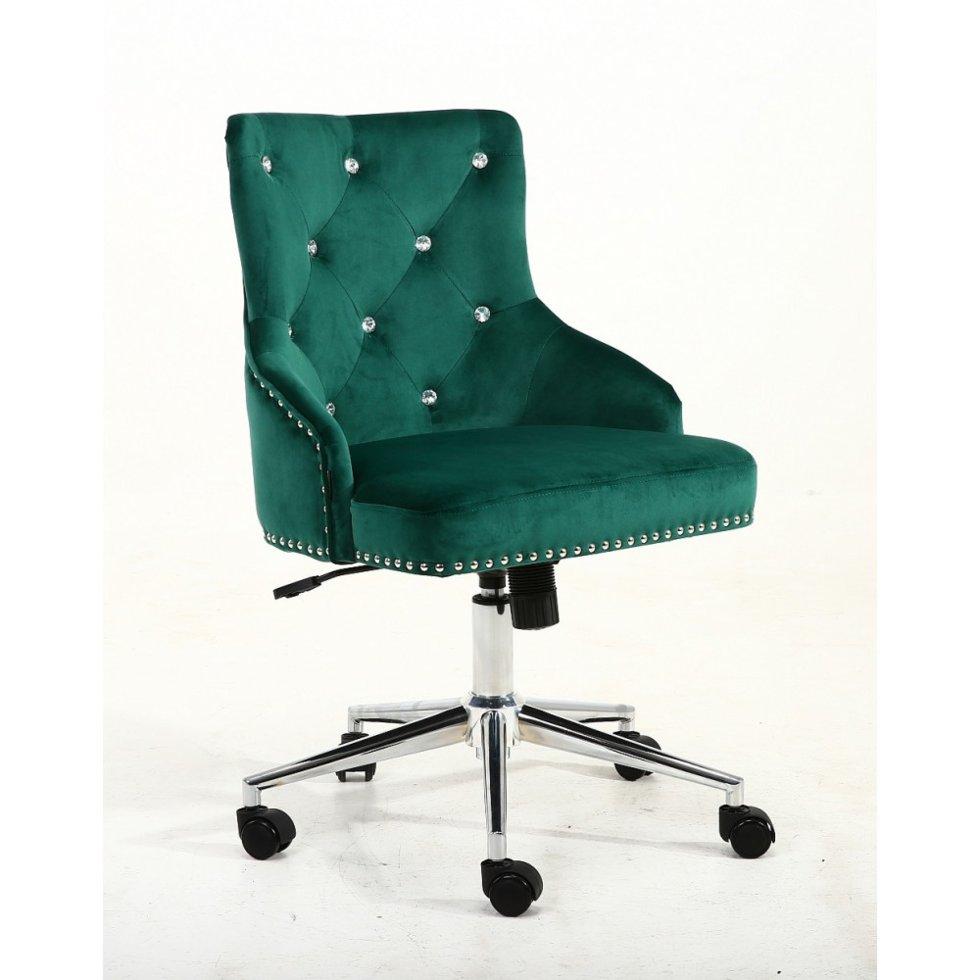 Перукарське крісло на пневматиці Hrove Form HR654K зелений велюр зі стразами, фото 1