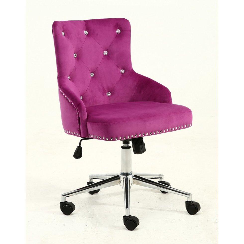 Перукарське крісло на пневматиці Hrove Form HR654K фуксія велюр зі стразами, фото 1