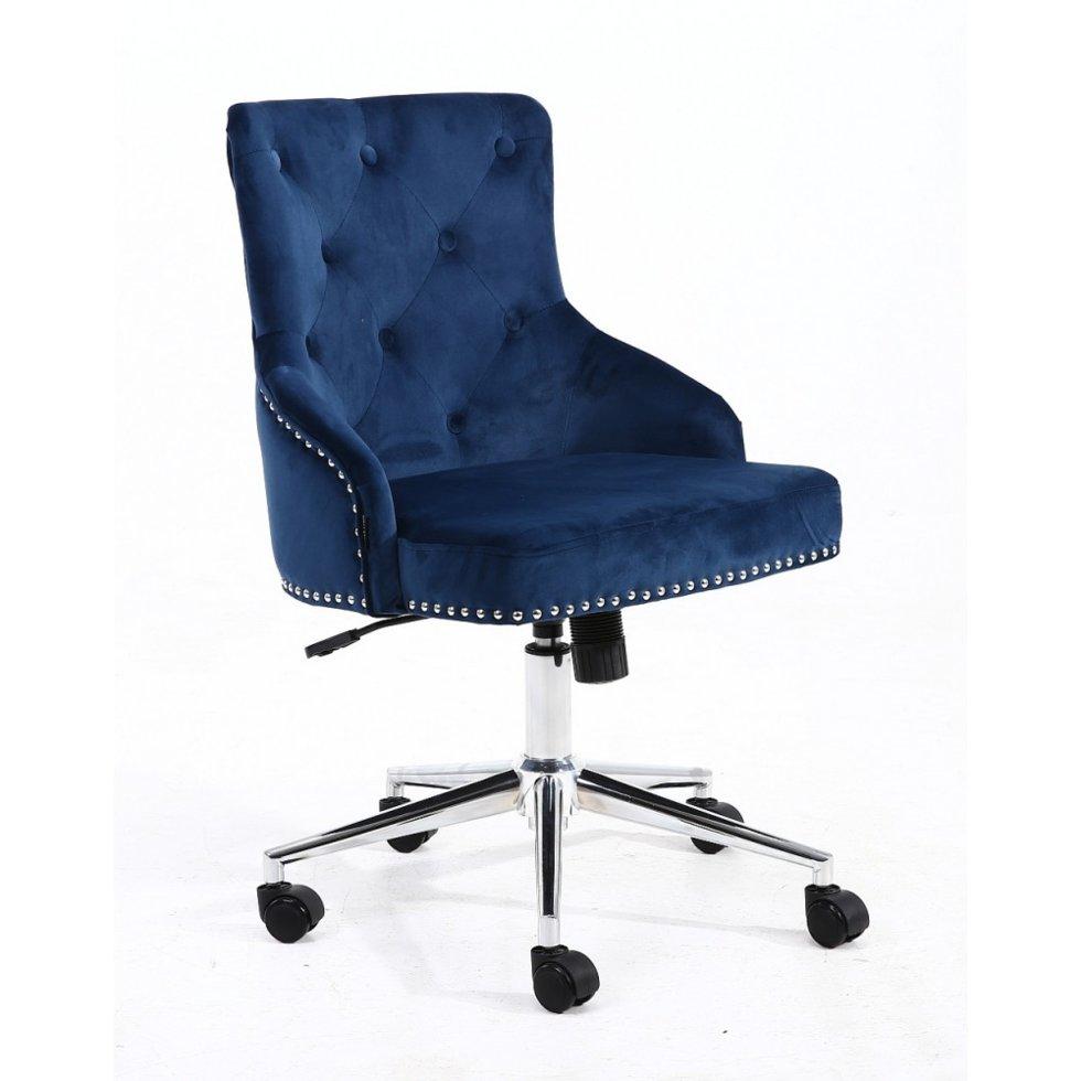 Перукарське крісло на пневматиці Hrove Form HR654K Синій велюр з гудзиками