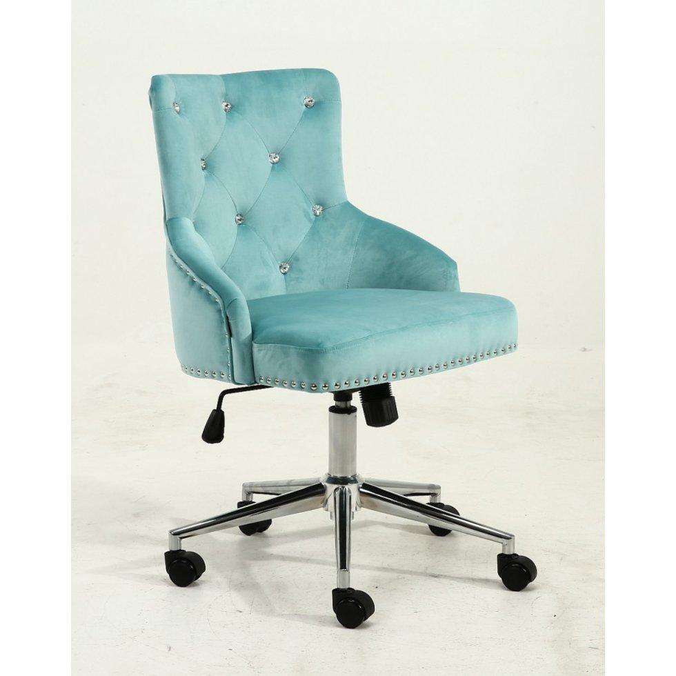 Перукарське крісло на пневматиці Hrove Form HR654K бірюза велюр зі стразами, фото 1