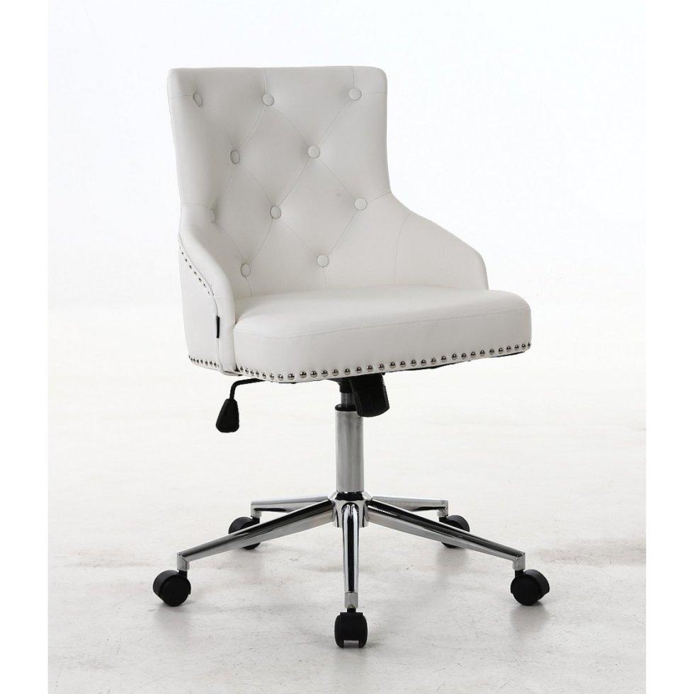 Перукарське крісло на пневматиці Hrove Form HR654K білий кожзам з гудзиками