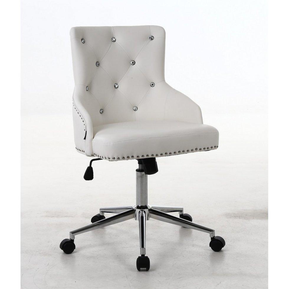 Перукарське крісло на пневматиці Hrove Form HR654K білий кожзам зі стразами, фото 1