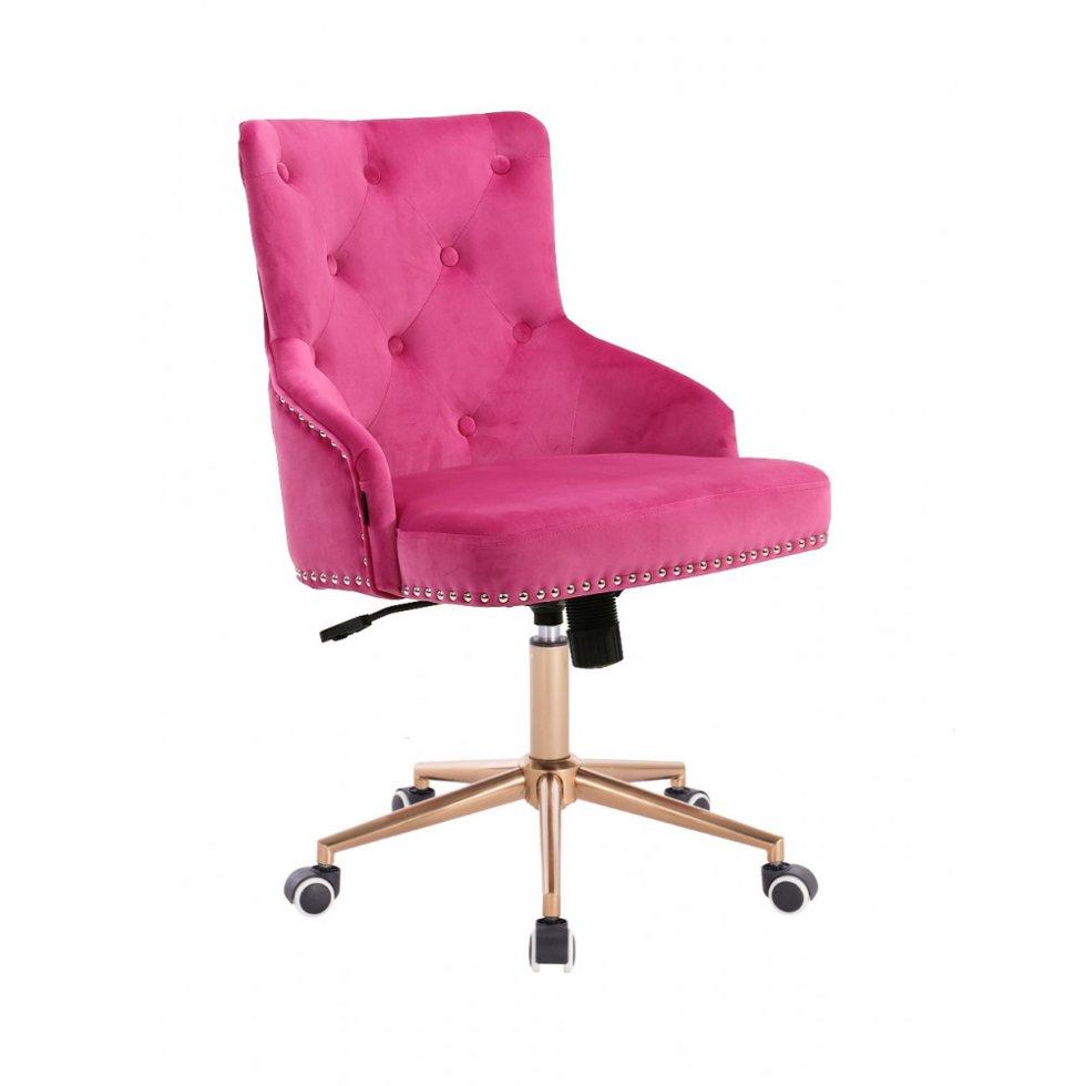 Перукарське крісло на пневматиці Hrove Form HR654K малиновий велюр з гудзиками колеса золото