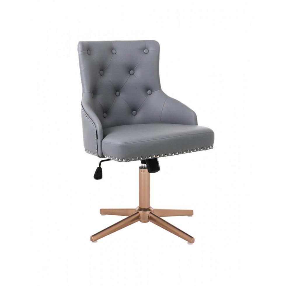 Перукарське крісло на пневматиці Hrove Form HR654С Сірий кожзам з гудзиками хрестовина золото