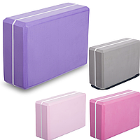 Блок для йоги двухцветный 1714 (йога блок): размер 23х15х7,5см (4 цвета)