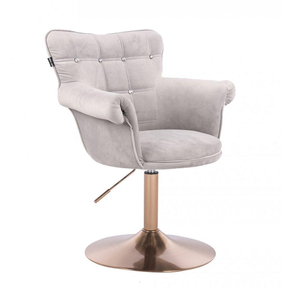 Перукарське крісло на пневматиці Hrove Form HR804С Сталевий велюр золота основа