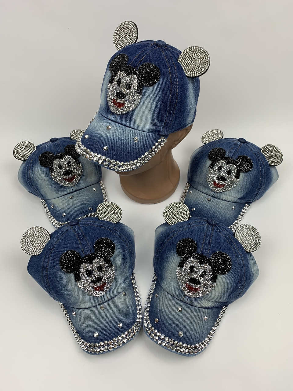 Дитячі джинсові кепки з вушками для дівчаток оптом, р.50 (ktn2071), фото 1